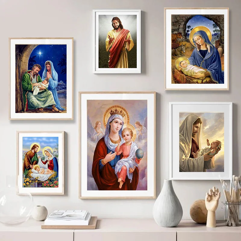 

Jesus and Kid Portrait Posters and Prints Christ Religion Figure Painting Canvas Wall Art Picture for Living Room Home Decor