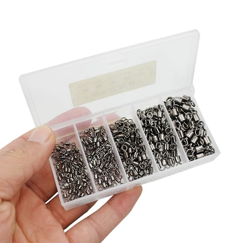 

PRO BEROS 251Pcs Fishing Rolling Barrel Swivels Stainless Steel Heavy Duty Saltwater Freshwater Swivels Fishing Tackle