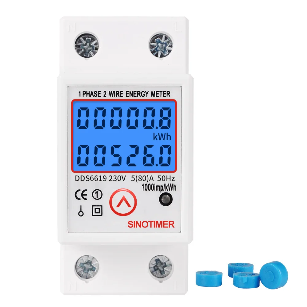 

Din Rail Digital Single Phase Reset Zero Energy Meter kWh Voltage Current Power Consumption Meter Wattmeter Electricity 230V AC