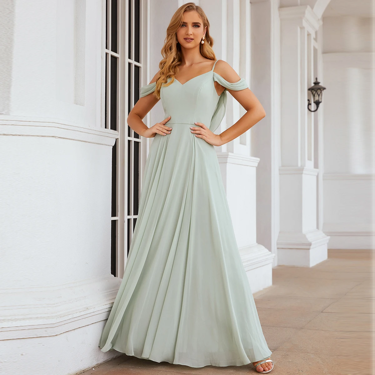 Женское шифоновое платье на бретельках FEELTIMES Элегантное Длинное Платье для