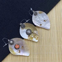 natural freshwater shell pendant leaf shaped mother of pearl lady necklace pendant for diy jewelry making earring accessories