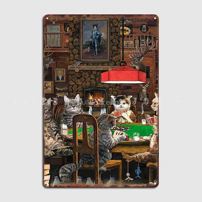 

Кошки играющие в покер металлический знак кухонный Декор стены Клубное украшение жестяной знак постер