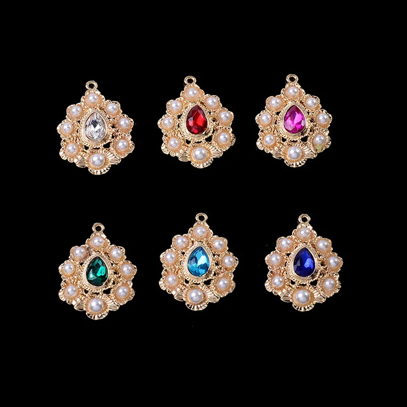 

2022New 60Pcs Rhinestones Drop Pearl Alloy Button for Wedding Decoration or Jewerly Necklace Pendants Accessories RM360