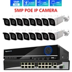 Комплект наружного видеонаблюдения TOPROHOMIE, H.265 + 4K 16 каналов 5 Мп AI POE NVR 48 В 5 МП, комнатная IP-камера безопасности с записью звука, комплект видеонаблюдения 4 ТБ