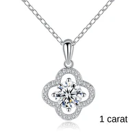925 sterling silver 1 carat moissanite pendant four leaf clover clavicle necklace women fine jewelry