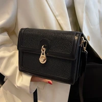 black small flap messenger bag female metal lock shoulder bag luxury pu leather handbags womens trendy all match crossbody bag