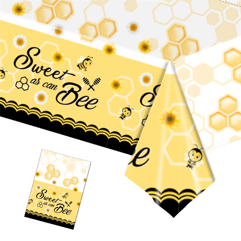 

Sweet Bee Party decorations Tablecloths Baby Shower Disposable Table Cover Birthday Wedding Bachelor party supplies Table Cloth