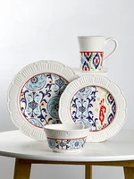 european style ceramic plate light luxury tableware embossed irregular flat plate dish steak plate household salad bowl