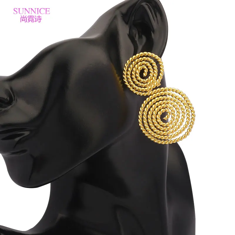 African Gold Color Earrings For Women Vintage Copper High Quality Dubai Drop Earrings For Wedding Jewelry Accessories 2022 images - 6