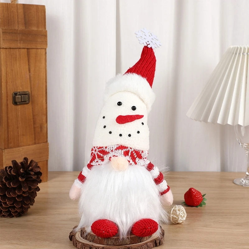 

M17D Christmas Gnome Snowman Elk Santa Elf Dwarf Ornament Tiered Tray Decor for Xmas Festival Party Kitchen Dining Table