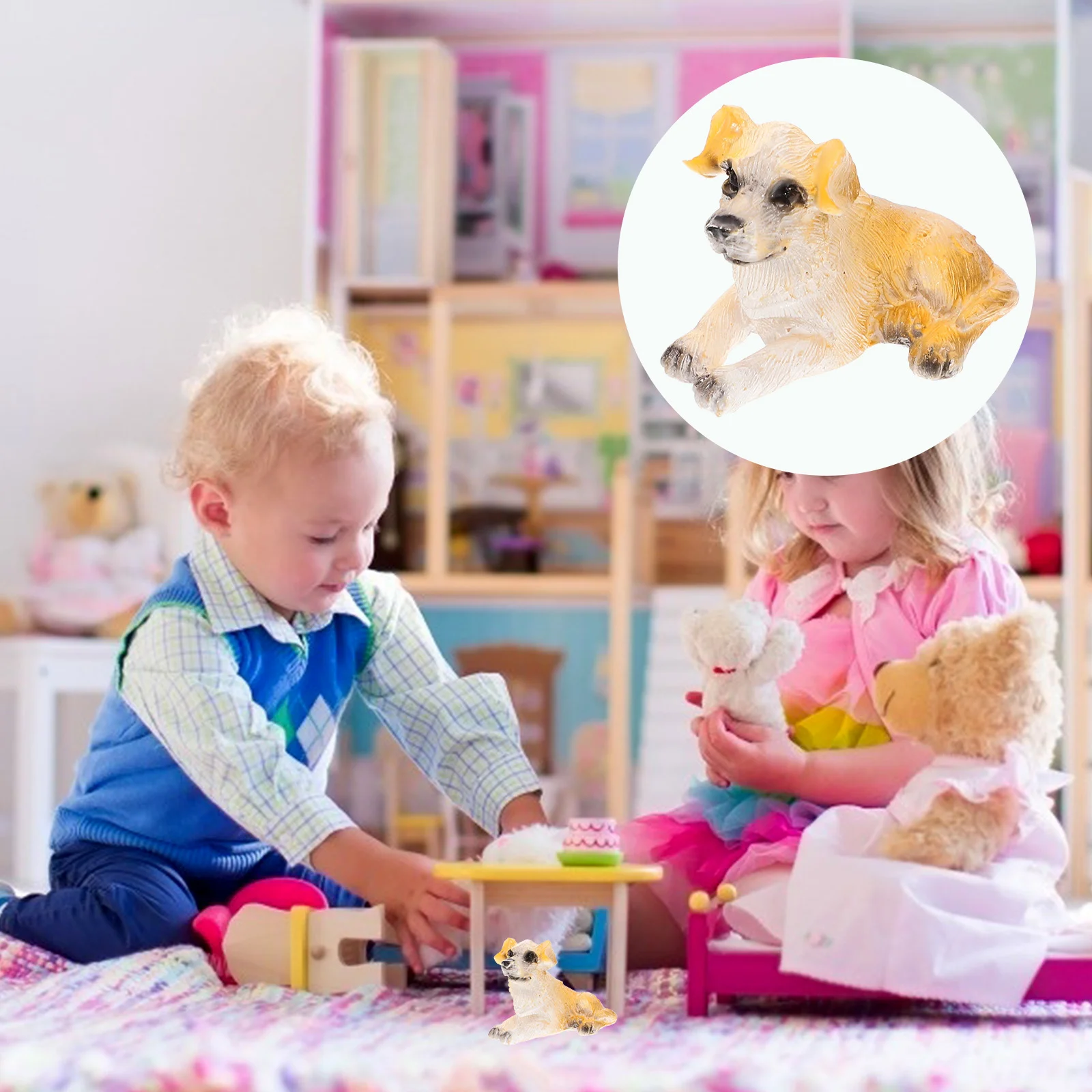 

Mini Dog Figurine Realistic Detailed Plastic Puppy Figure Micro Landscape Dog Figurine