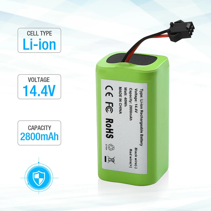14.4V 2800mAh 18650 Replacement Battery for Conga Excellence 990 Ecovacs Deebot N79S N79 DN622 Eufy Robovac 11 11S 12 15C 15S