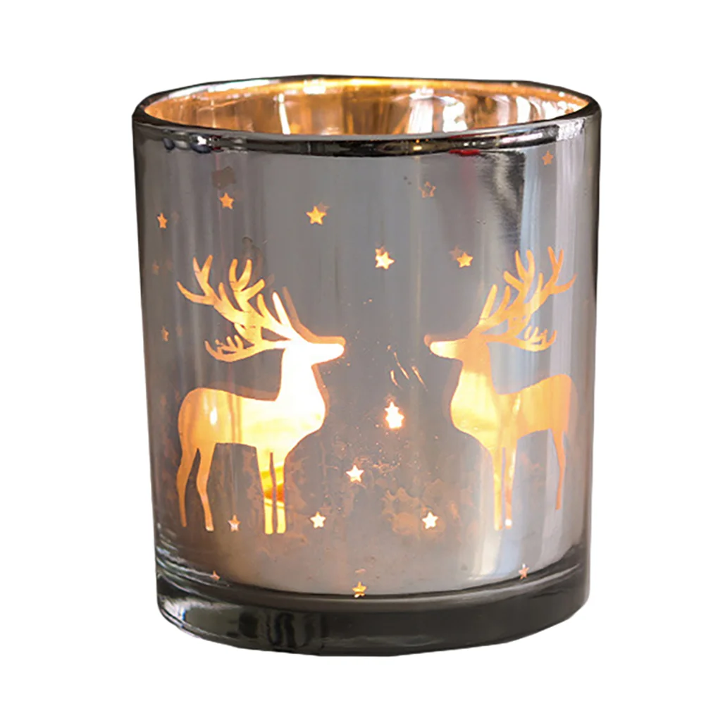 

Holder Jars Christmasjar Tealight Reindeer Aromatherapy Empty Bottles Honey Storage Candyglassware Mason Tin Canisters Mini
