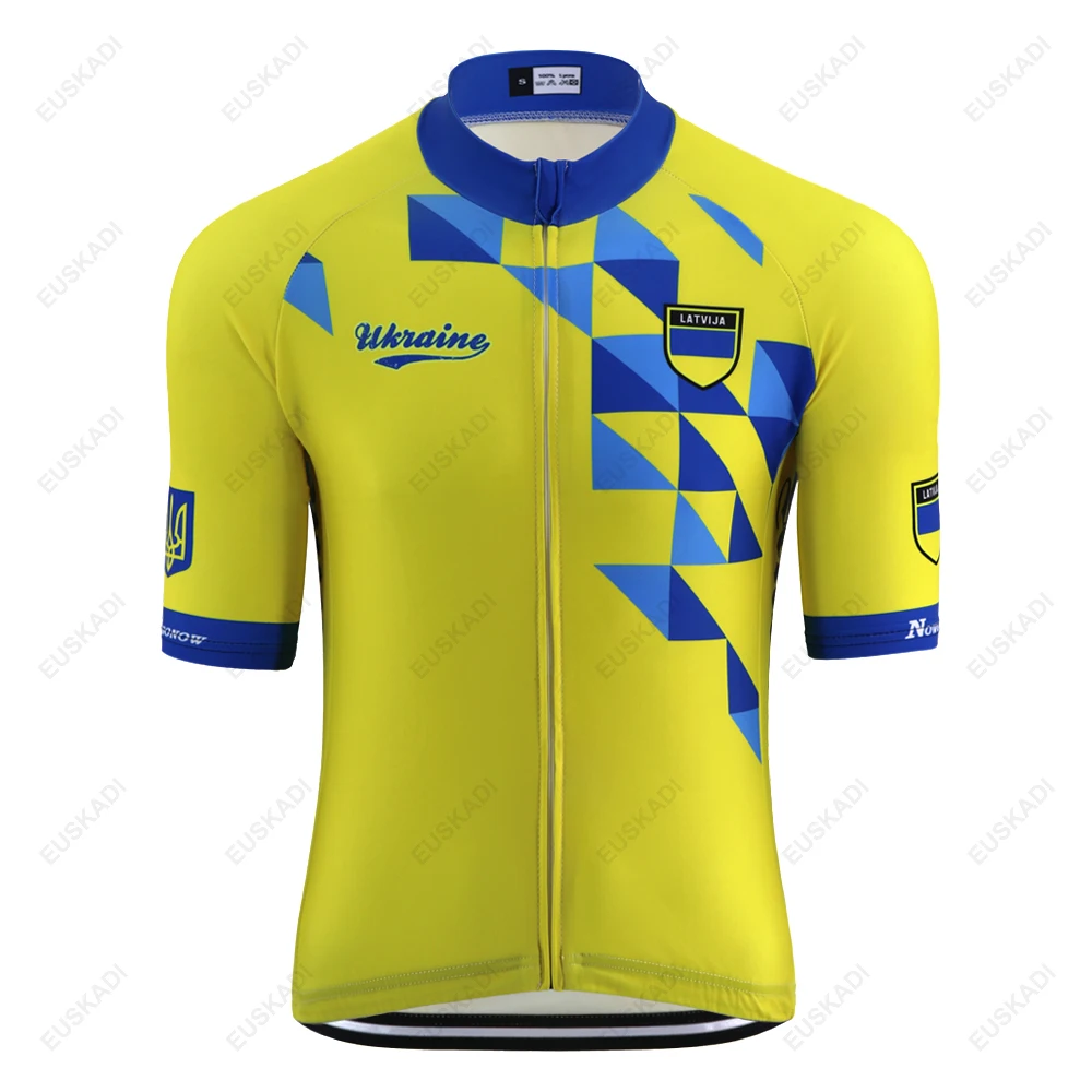 Summer New Ukraine national team emblem flag yellow cycling jersey men road/mtb bike clothing racing clothes Triathlon | Спорт и