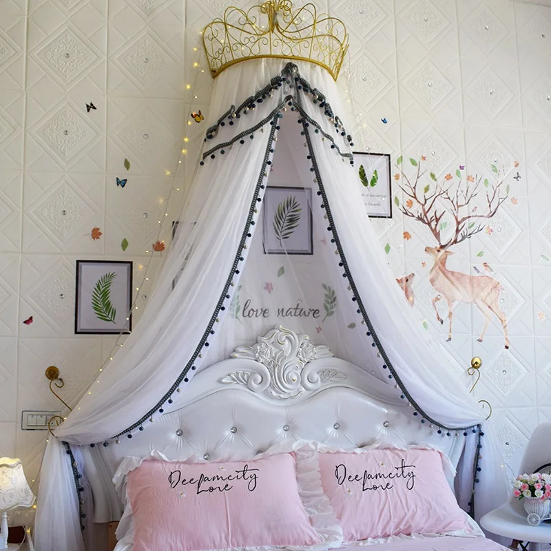 Занавеска для кровати сетка от ветра принцессы корона кружевная прикроватная