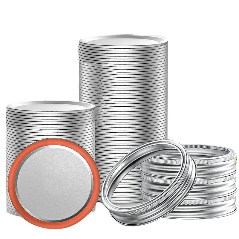 

100 PCS Mason Jar Lids And Extra 4 Rings,For Ball Kerr Jars Split-Type Canning Jar Lids Airtight & Leak Proof