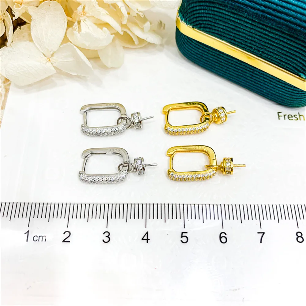S925 Sterling Silver Pearl Beads Stud Earrings Setting Base Diy Jewelry Making Findings&Components