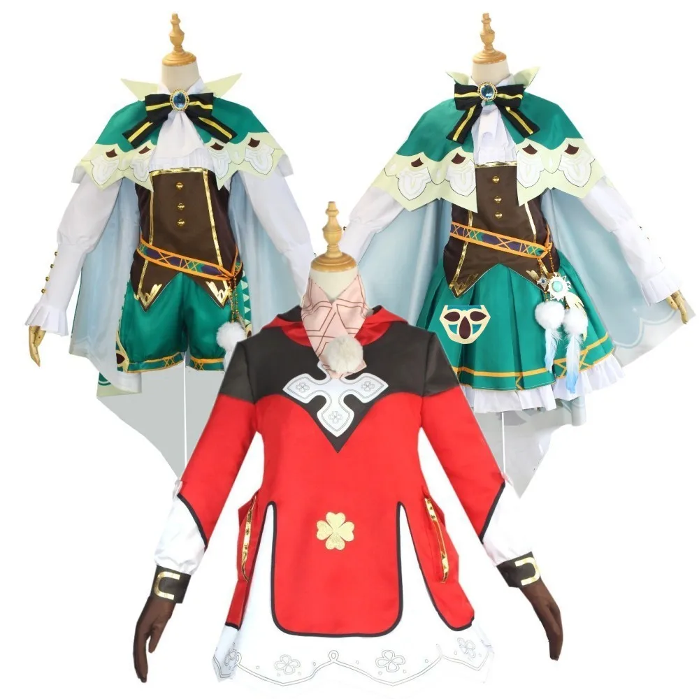 

Woman Halloween Carnival Party Game Genshin Impact Klee Cosplay Costume Cute Loli Red Dress Props Include Gloves Ears