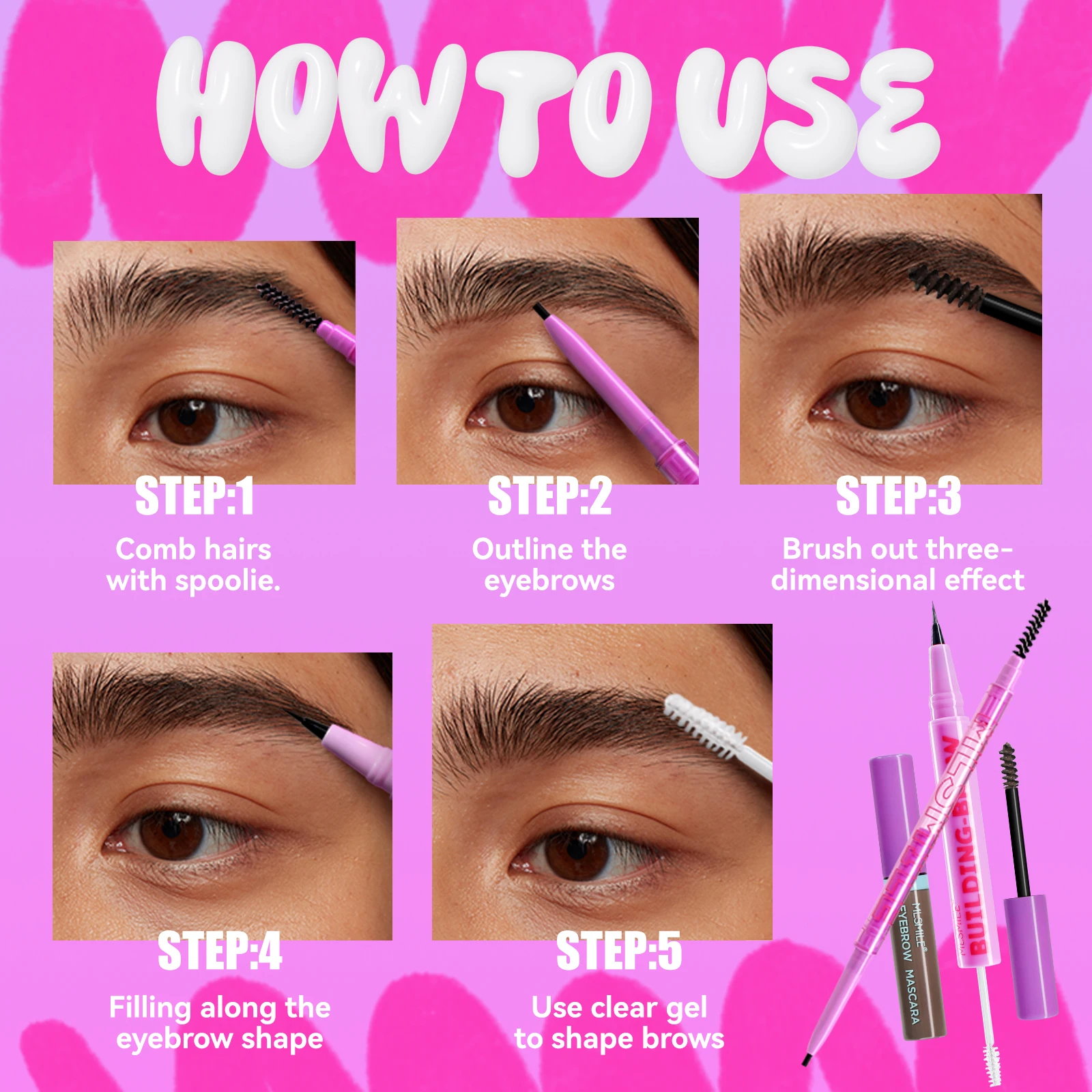 Набор для макияжа бровей | Водостойкий карандаш гель и инструменты укладки все в