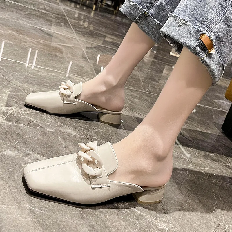 

2022 Outdoor Sandals Summer Fashion The Chain Ladies Baotou Breathable Flat Slippers Non-slip Slides Female Shoes New Large Size