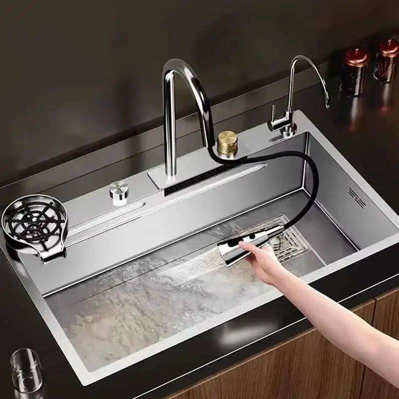 Итальянские кухонные мойки из матового металла для аренды дома водопад большая