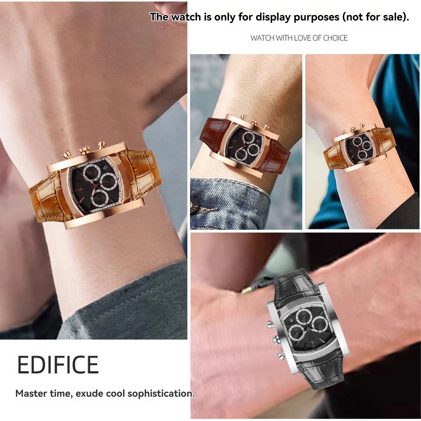 Фото Ремешок из натуральной кожи с крокодиловым узором для деловых часов Bulgari AA48C13GLDCH, серия ASSIOMA, 26x16 мм, 28x16 мм №4