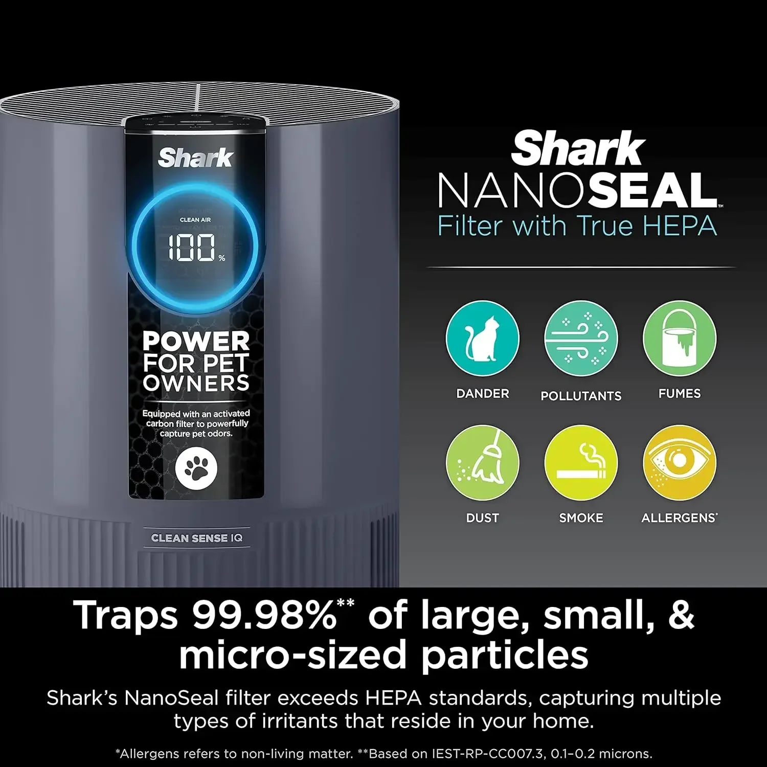 Очиститель воздуха Shark HP102PETPR Clean Sense для дома аллергии шерсти домашних животных