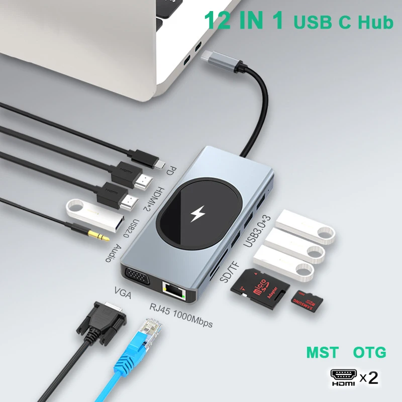 USB-концентратор с двумя HDMI-мониторами 100 Вт для MacBook Pro Huawei Lenovo | Компьютеры и офис - Фото №1