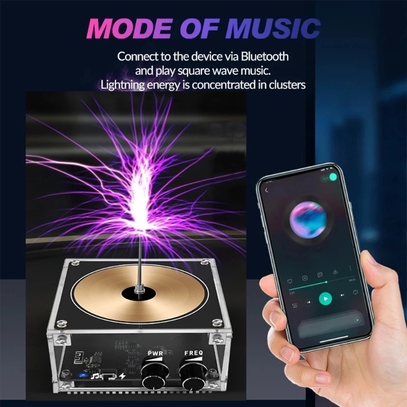 

Сенсорный Искусственный светильник-искровой зазор-дуговой генератор музыкальная настольная игрушка Тесла-Катушка Bluetooth-совместимая музыка Тесла-Катушка 896C