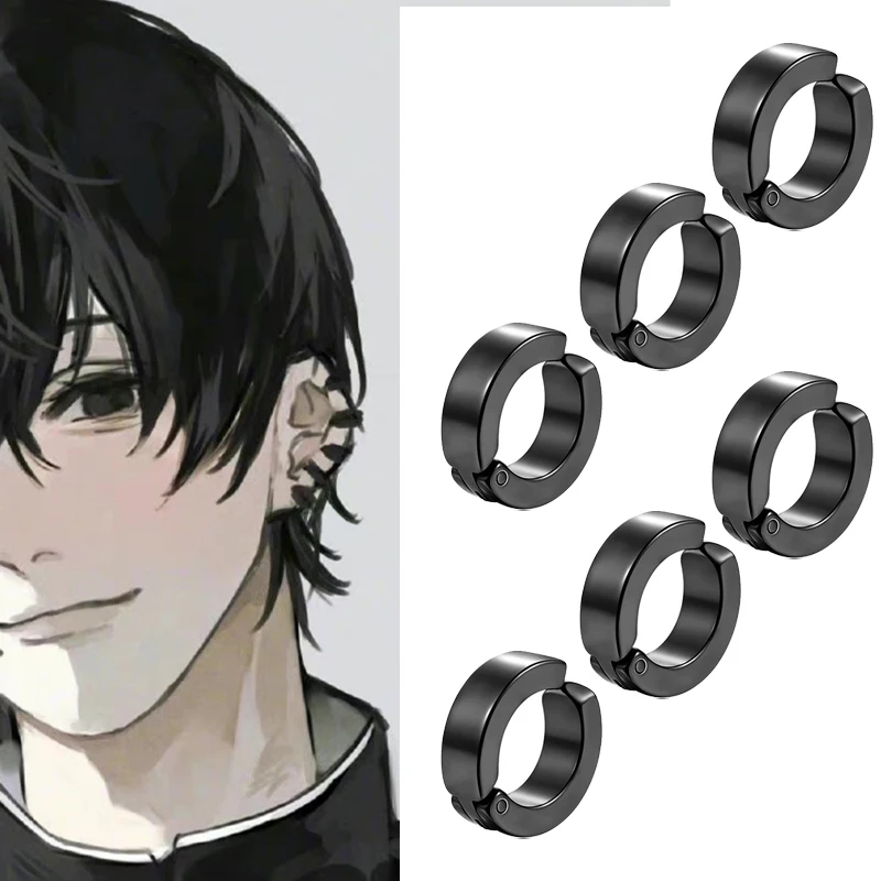 

Anime Chainsaw Man Yoshida Hirofumi Cosplay Ear Clip Earrings Women Men Punk Black No Pierced Fake Ear Circle New Pop Jewelry