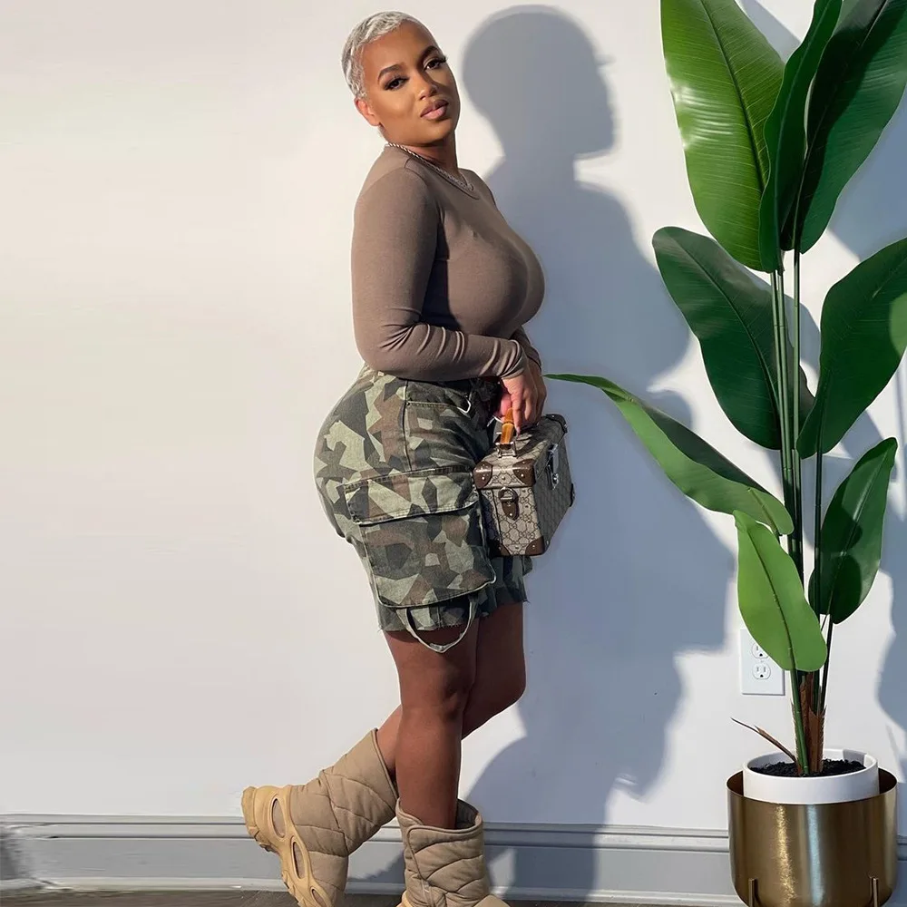 Streetwear Party Night Clubwear Summer Clothes For Women Outfit Casual Women Short Pants Camouflage Cargo Pants