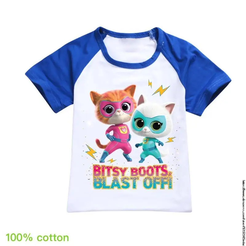 Пижамный комплект SuperKitties из аниме летняя детская футболка с коротким рукавом