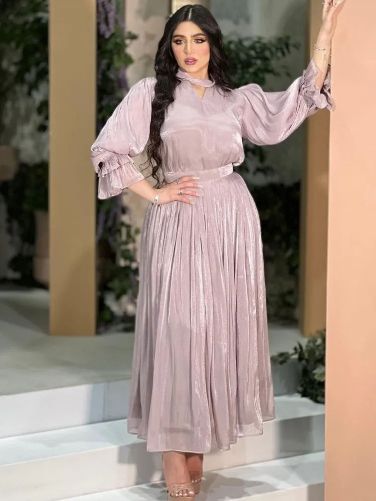 

African Dresses For Women Elegant Polyester New Muslim Fashion Abayas Dashiki Robe Kaftan Long Sleeve Maxi Dress Turkish Africa
