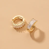 fashion real gold plated crystal huggie earrings luxury for women rhinestone trendy statement jewelry girls gifts party