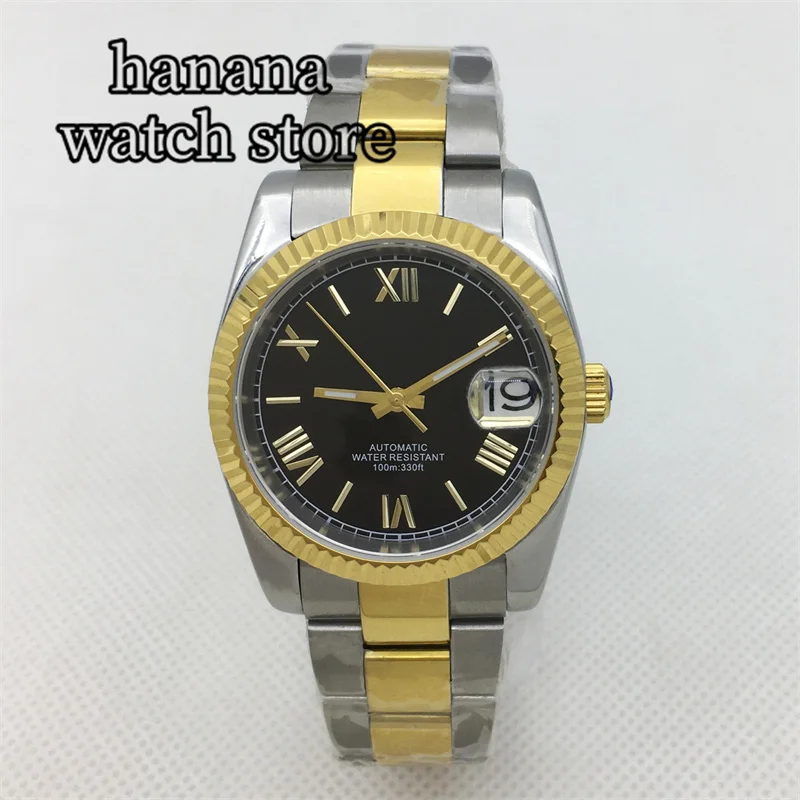 Мужские часы с автоподзаводом BLIGER NH35A автоматические белым циферблатом розовым