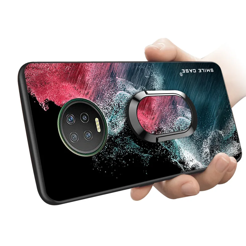 

For Infinix Note 7 Case Soft Black Silicone Magnetic Car Holder Ring Phone Cover for Infinix Note 7 Coque