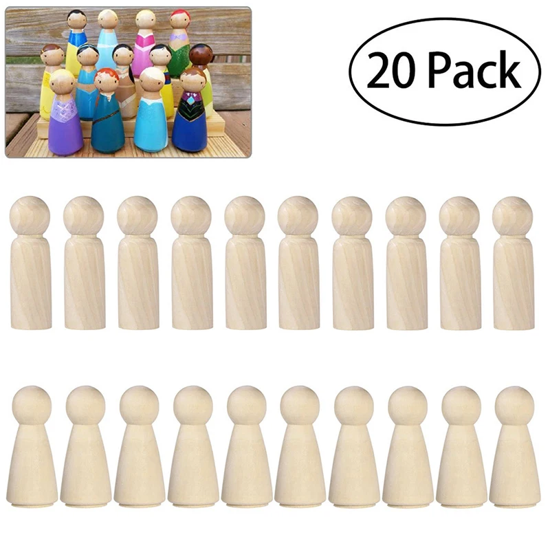 

20pcs Unfinished Wooden Peg Dolls Wooden Tiny Doll Bodies People Decoration