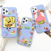 cartoon anime spongebobs patrick star phone case for iphone 13 12 mini 11 pro max x xr xs 8 7 6s plus candy purple cover
