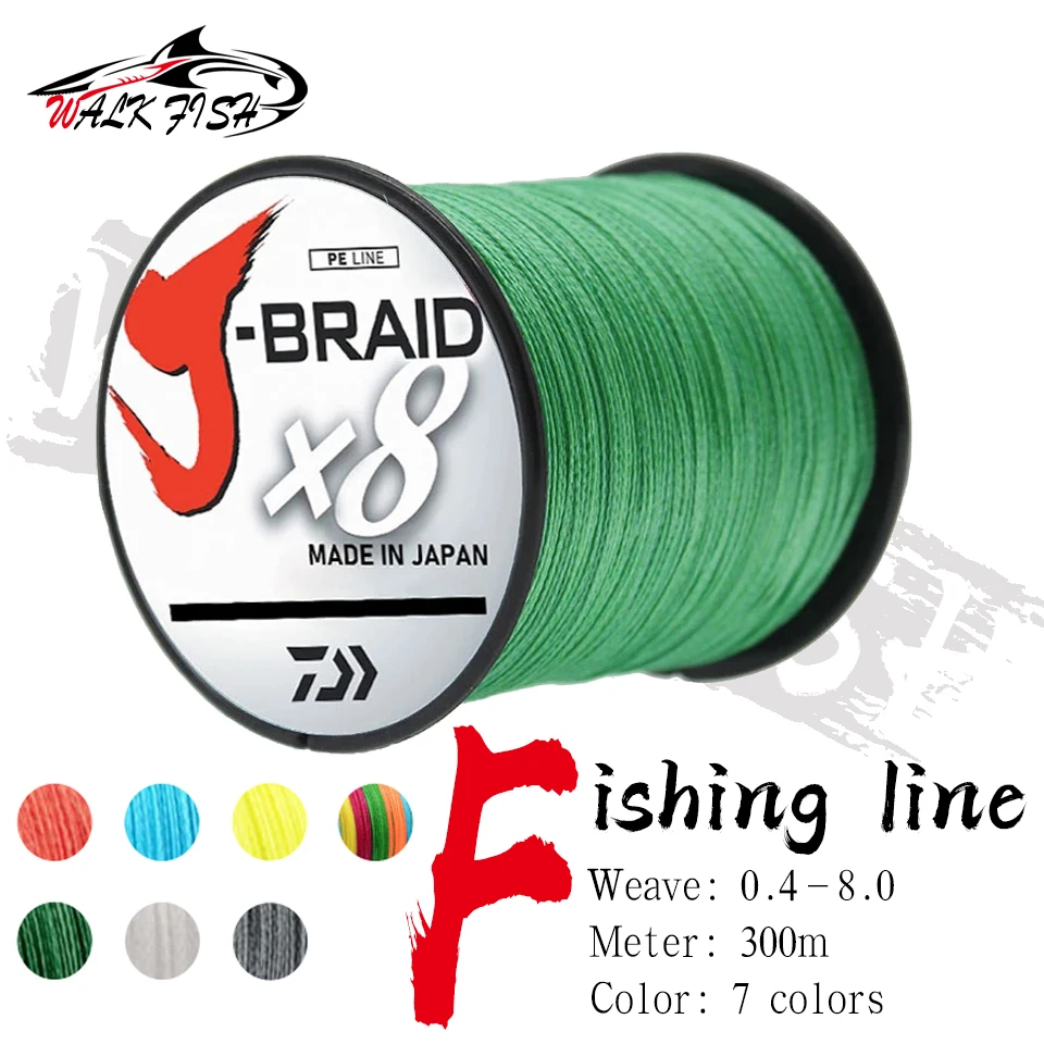 

WALK FISH 4 Strand 300m 8 Strand Japan PE Braided Super Strong Fishing Line Japan PE braided line Floating Line