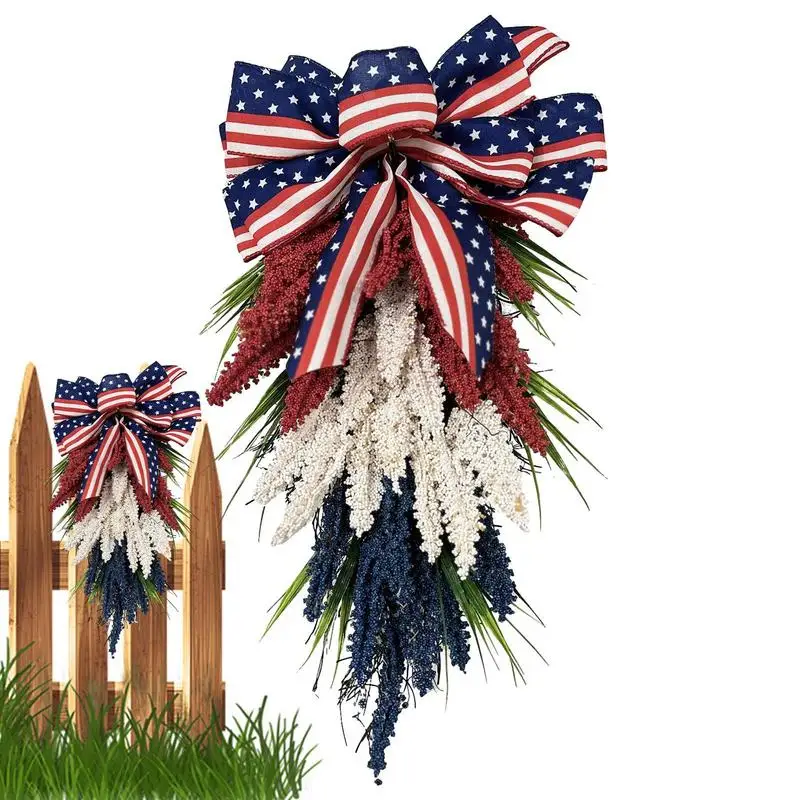 

4th Of July Wreath 2212inch Patriotic Decorations Wreaths For Front Door Independence Day Red White Blue Decor July 4th