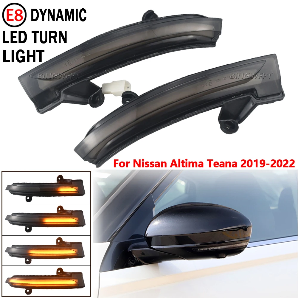

2x Dynamic Blinker Light For Nissan Altima Teana 2019 2020 2021 2022 LED Turn Signal Sequential Side Mirror Indicator Lamp