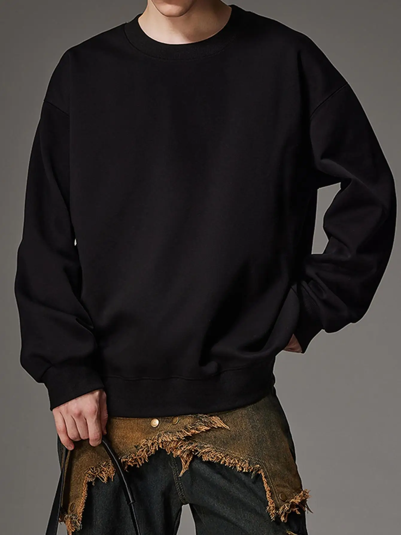 Осенние новые брендовые мужские пуловеры в стиле хип-хоп большие однотонные