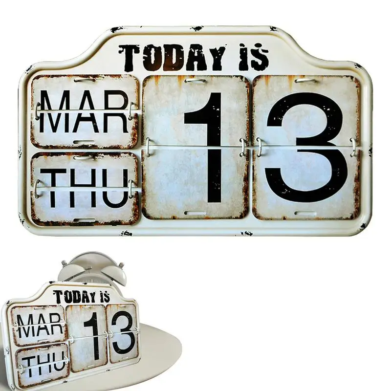 

Metal Flip Calendar Birthday Calendar Wall Hanging Funny Office Flip Signs Perpetual Calendar Month Week Date Display For Home