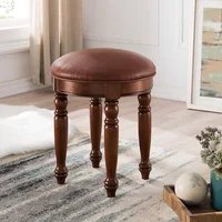 Leather dining table stool chair American round adult high bench living room solid wood low makeup furniture