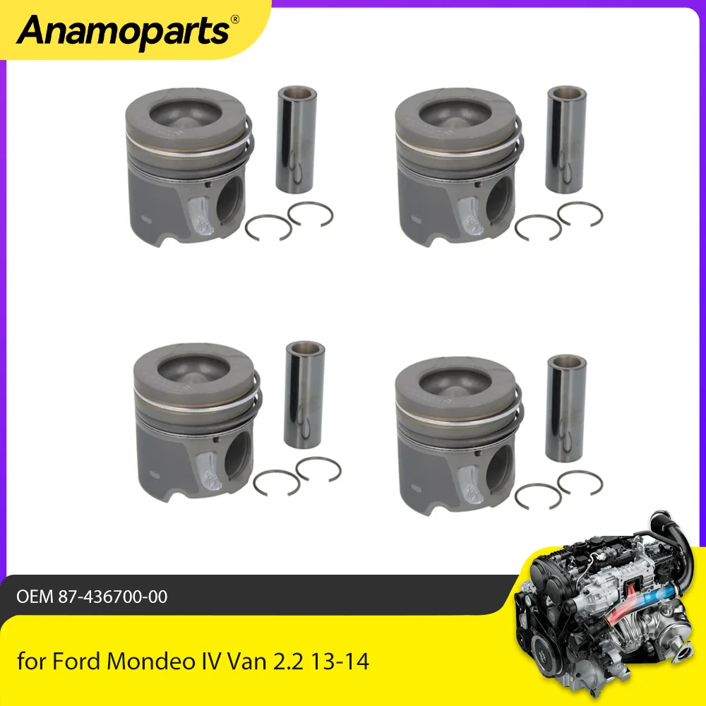 

Комплект поршней двигателя, 4 шт., подходит для 2,2 л для Ford Land Rover Range Evoque Jaguar Peugeot Citroen 2,2L Diesel 224DT LR022444