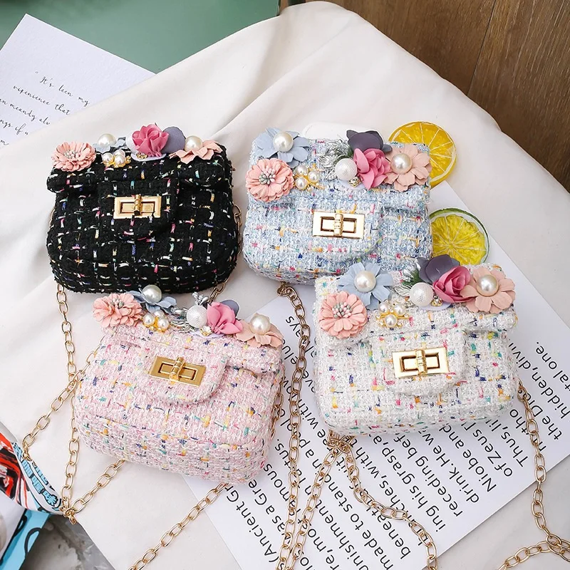 

Flower Pearl Cute Rabbit Shoulder Bag Packet Baby Coin Purse Candy Handbag Children's Day Gift Coin Purse Messenger Bag