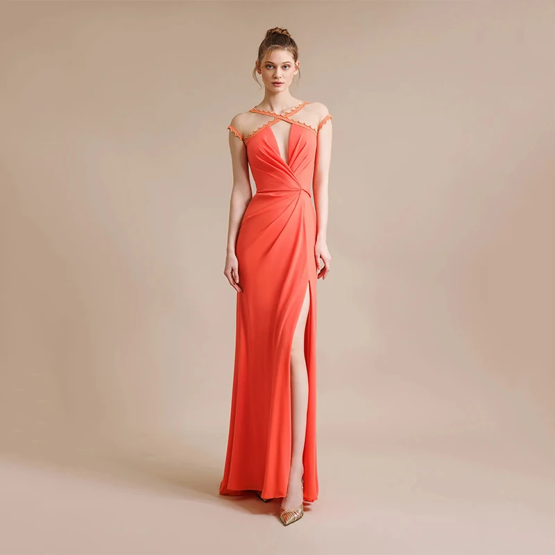 

Женское платье с юбкой-годе, V-образным вырезом