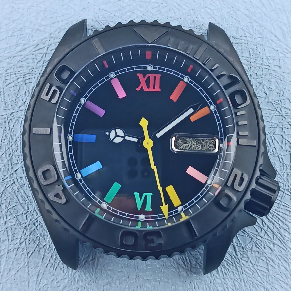 

SKX 007 nh34 nh35 nh36 movement watch case 316L stainless steel sapphire glass frosted black convex mirror waterproof case