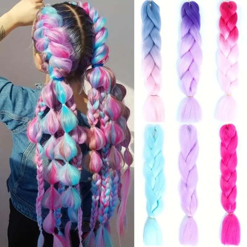 

24 Inch Jumbo Braids Extensions Synthetic Braiding Hair Afro Ombre Color kanekalon Hair for Children Braid