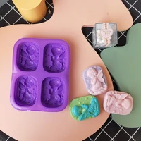 4 holes purple candle mold kitchen supplies boy angelgirl angel fondant cake decorating silicone diy handmade soap